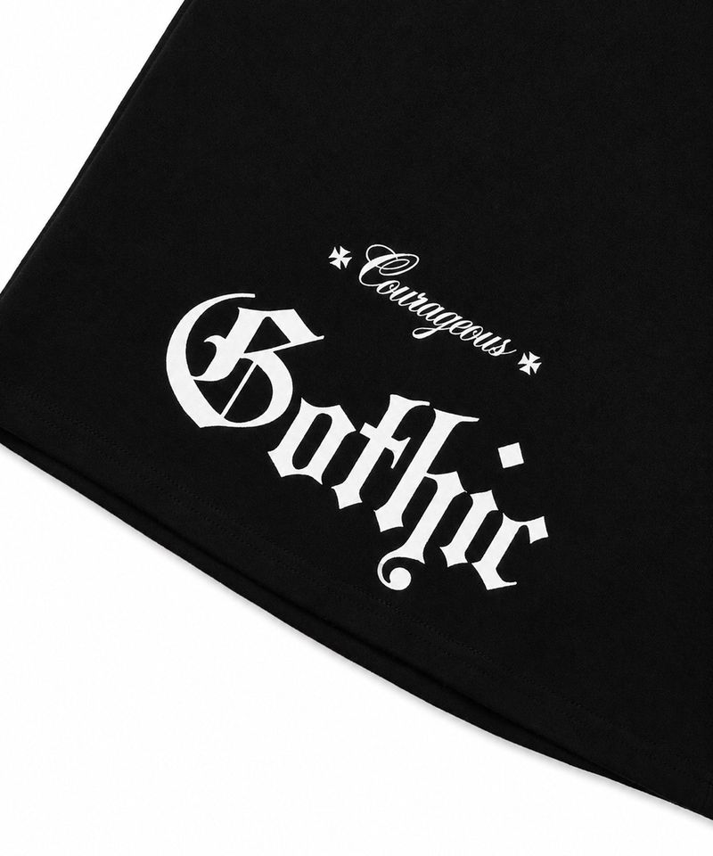 Gothic lettering Bermuda sweatpants - Black