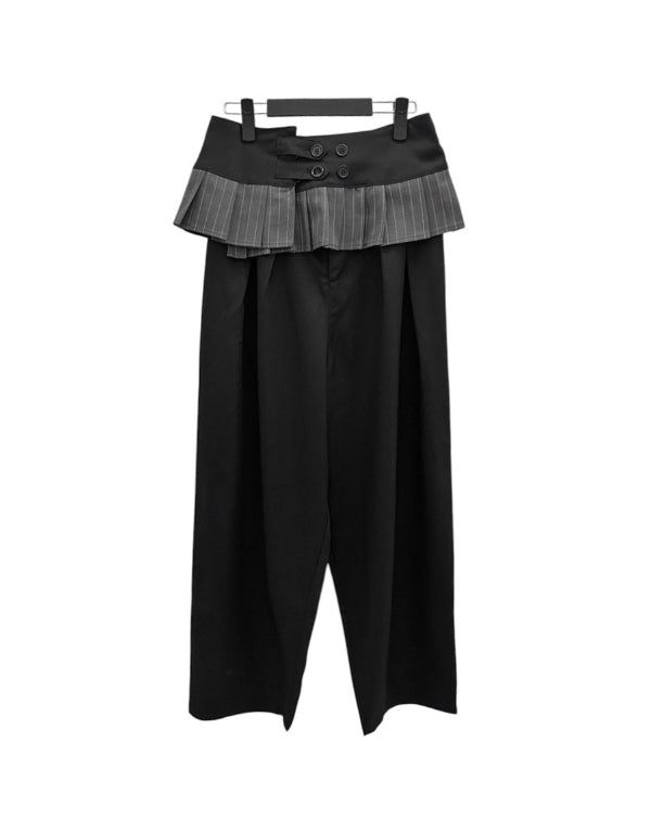 Curved Balloon Pleated Wrap Slacks
