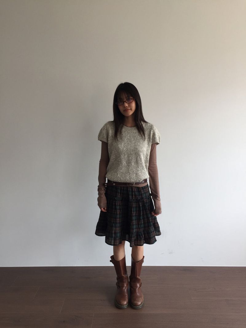 Kiko cap sleeve half knit (2color)