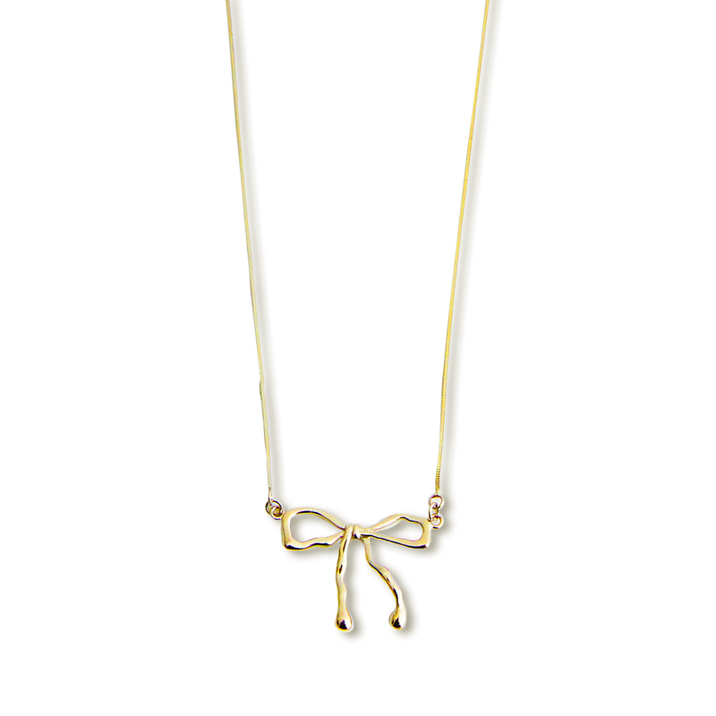 [925 Silver] Flow Ribbon Necklace - Gold