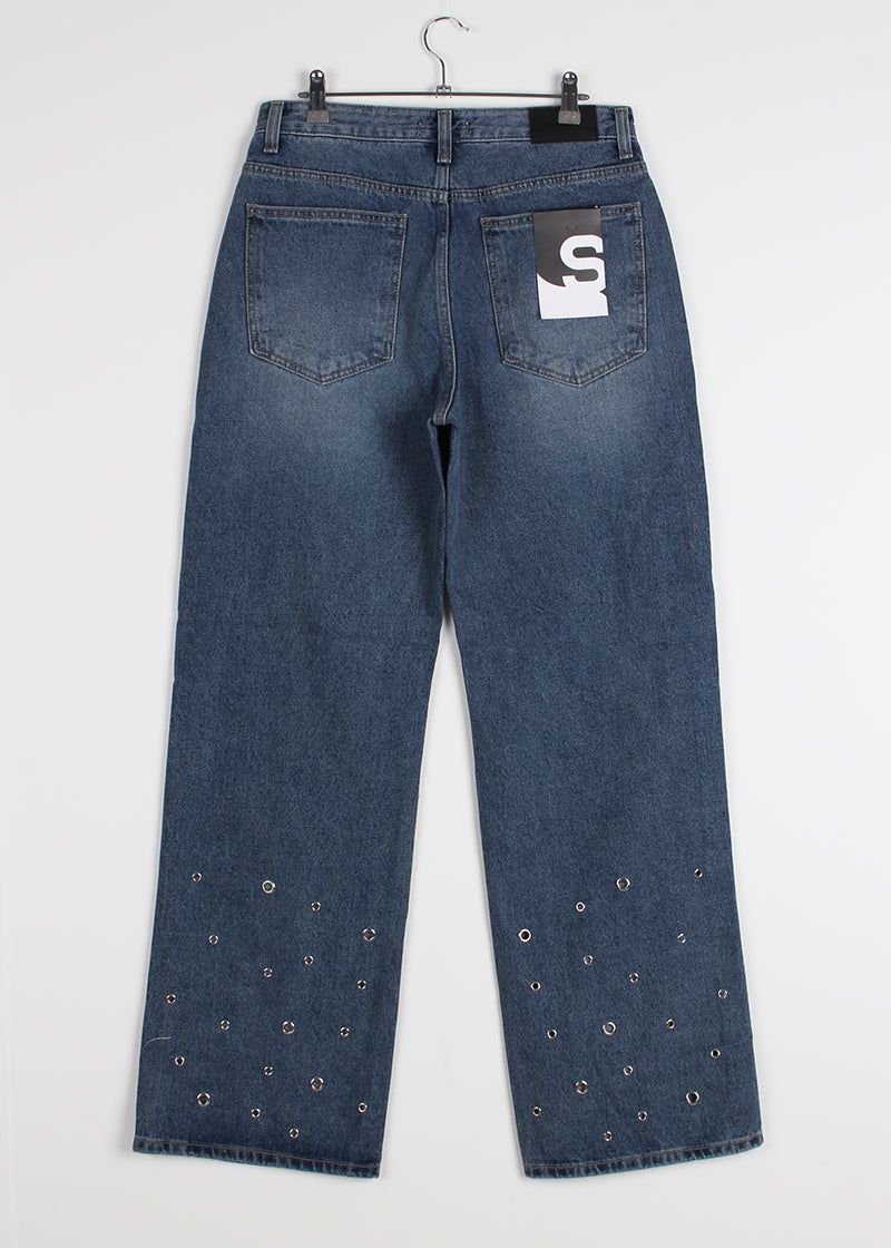 EYELET DENIM PANTS