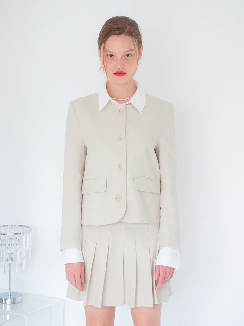 MARIE BASIC ROUND JACKET_BEIGE