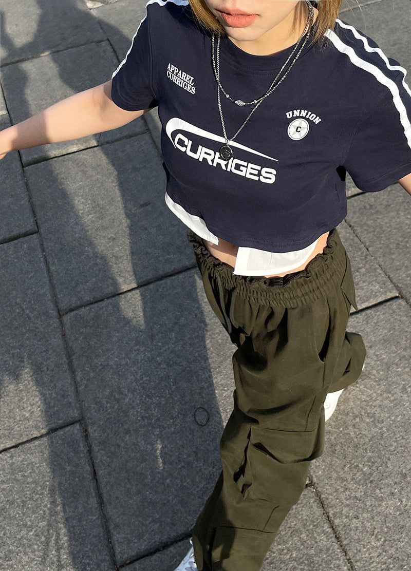 Y2k Sporty Racing Crop Tee
