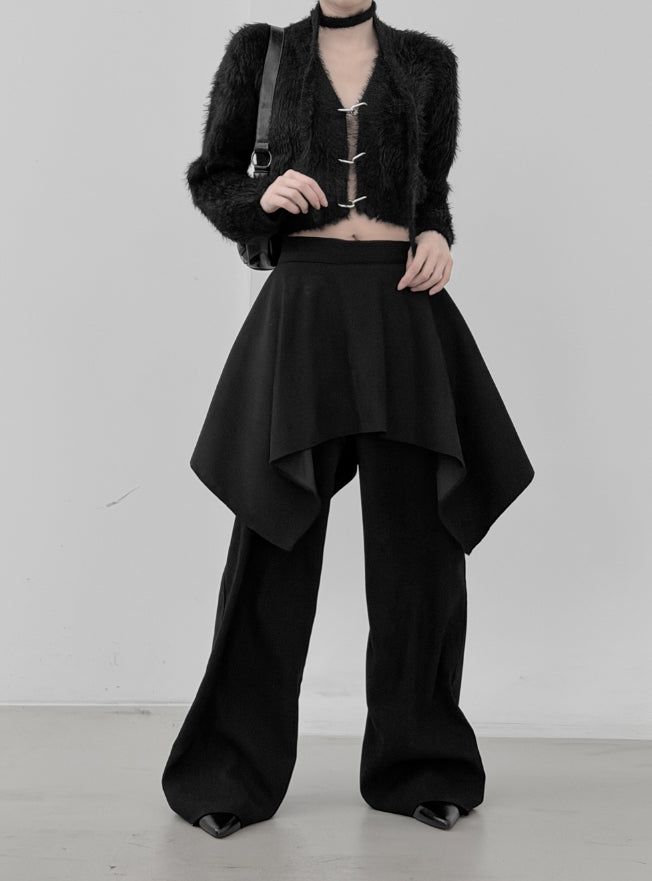 Linked Metal Ring Scarf Fur Cardigan