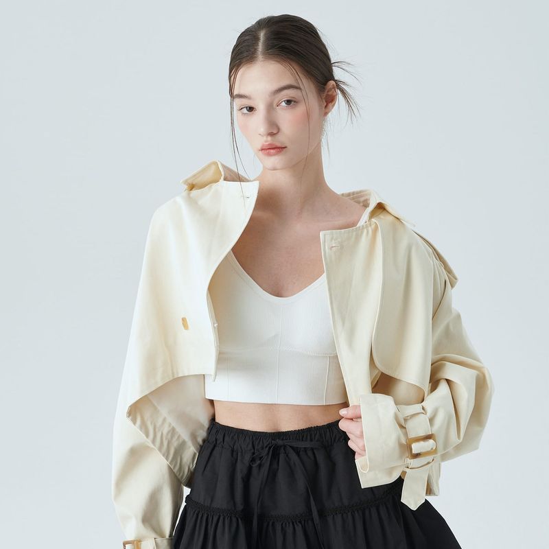 CROP TRENCH JACKET / IVORY