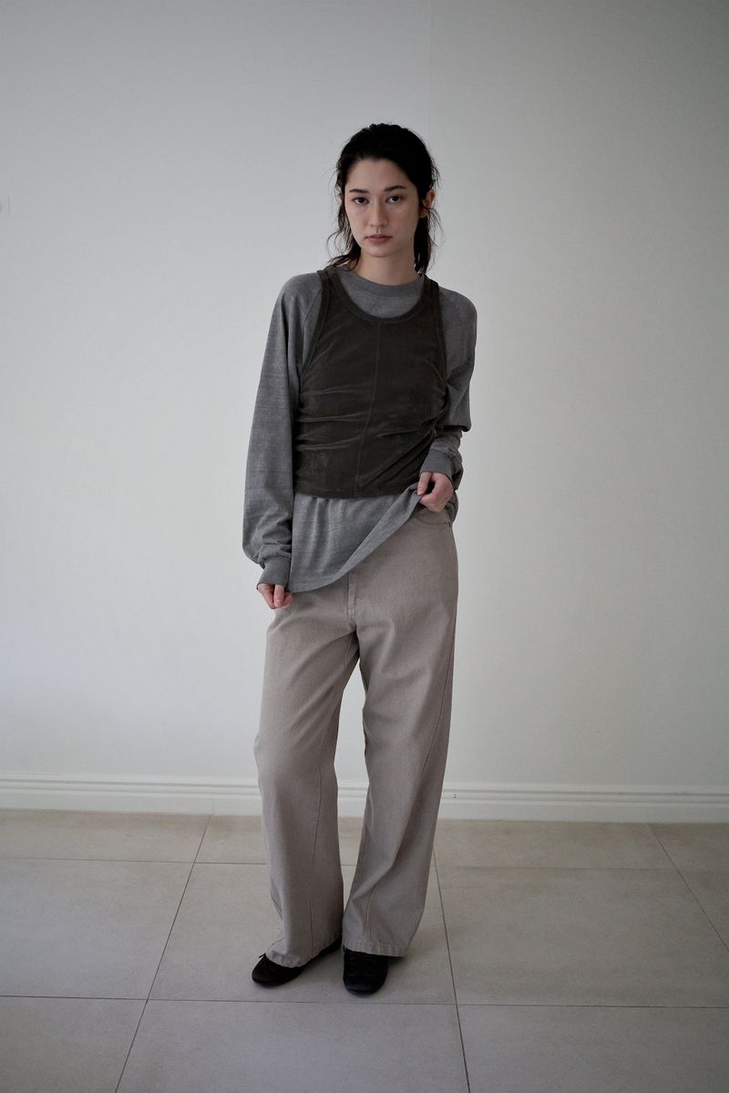 Washed straight leg pants, Beige