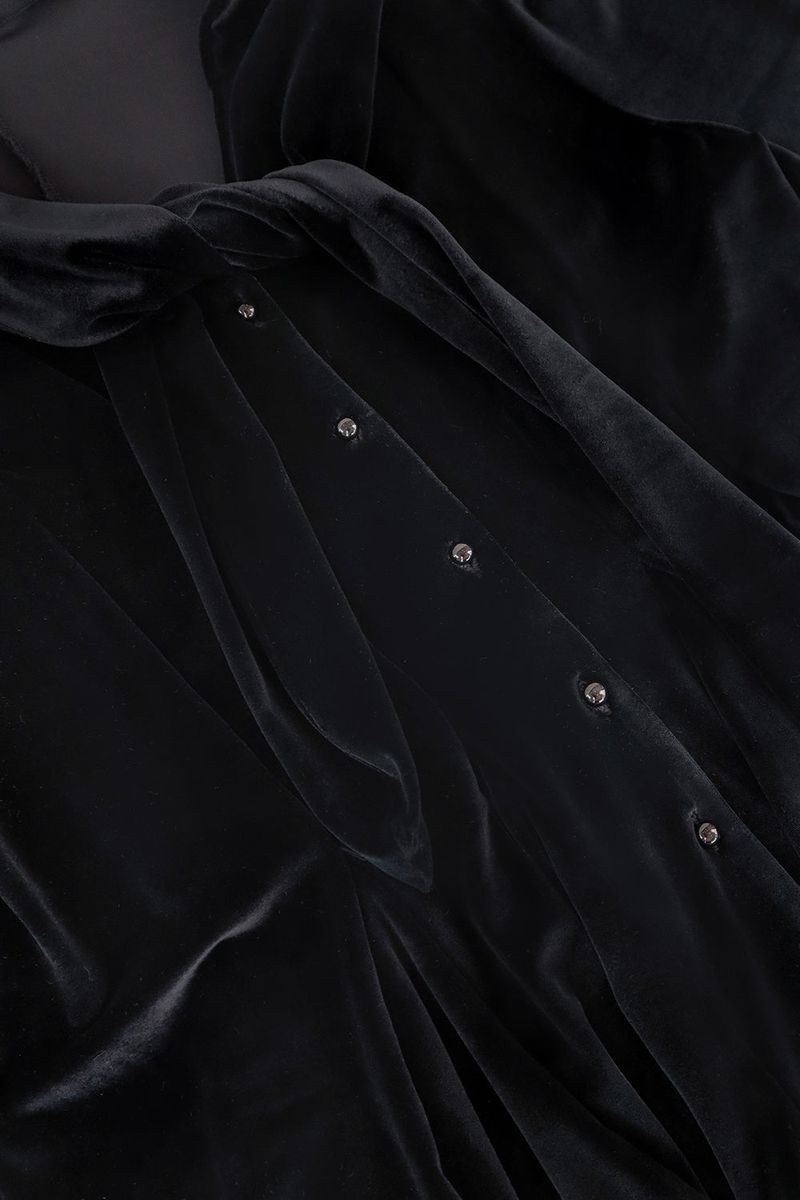 Velvet scarf blouse