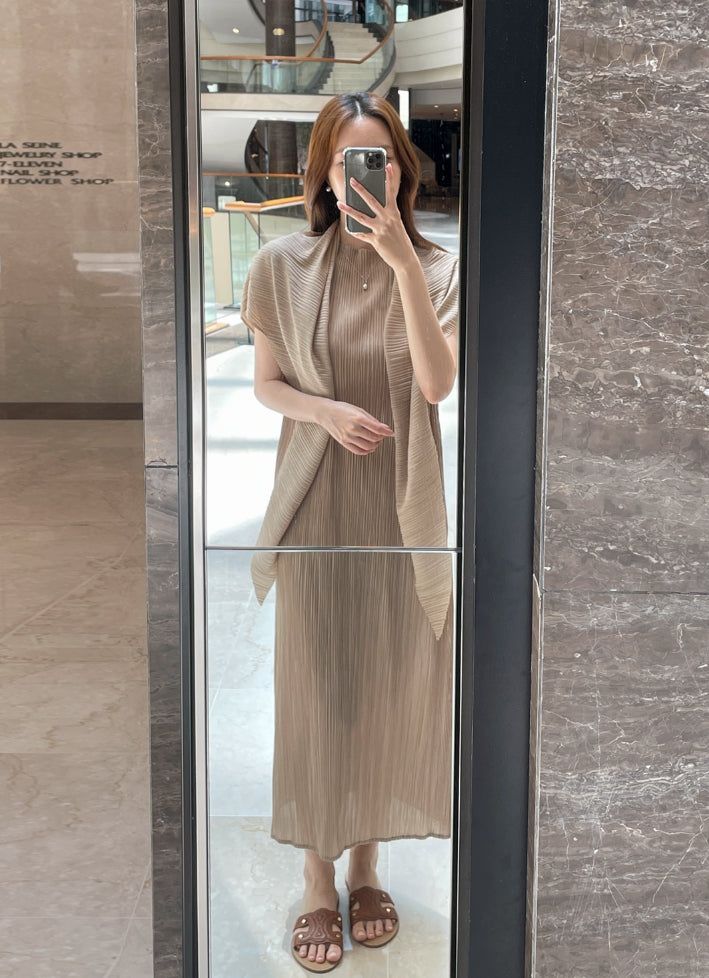 Ella Summer Pleated Maxi One Piece (Scarf Set)
