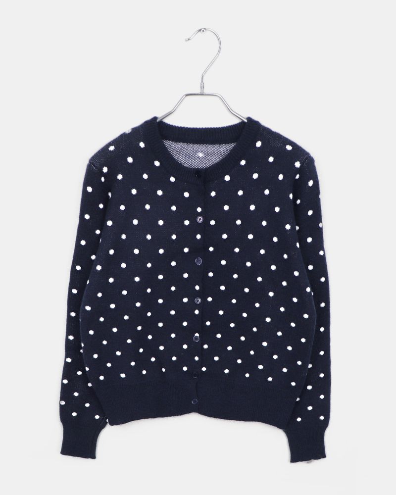 Honi Round-Neck Dot Knit Cardigan