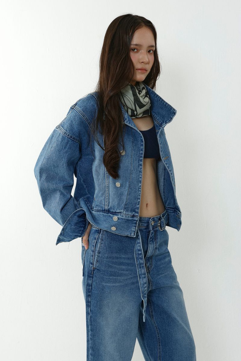 OBLIQUE DENIM JACKET_BLUE