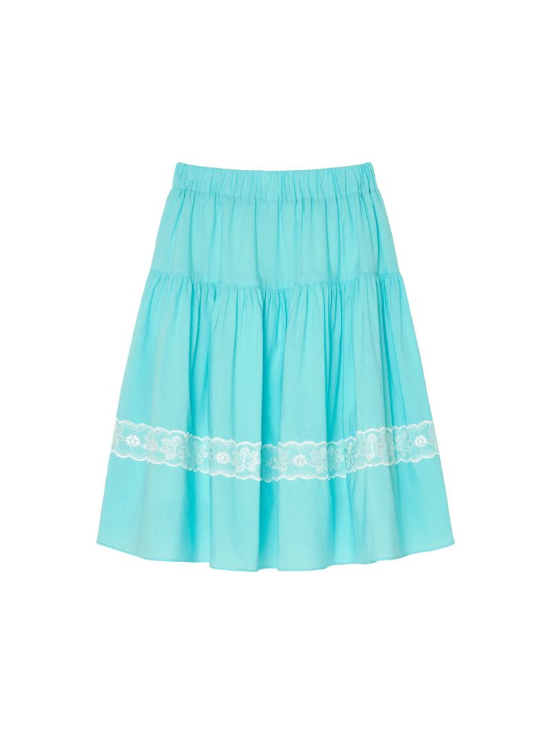 Isummerly（アイサマリー）の「Bloom lace skirt - Aqua blue（Skirts）」