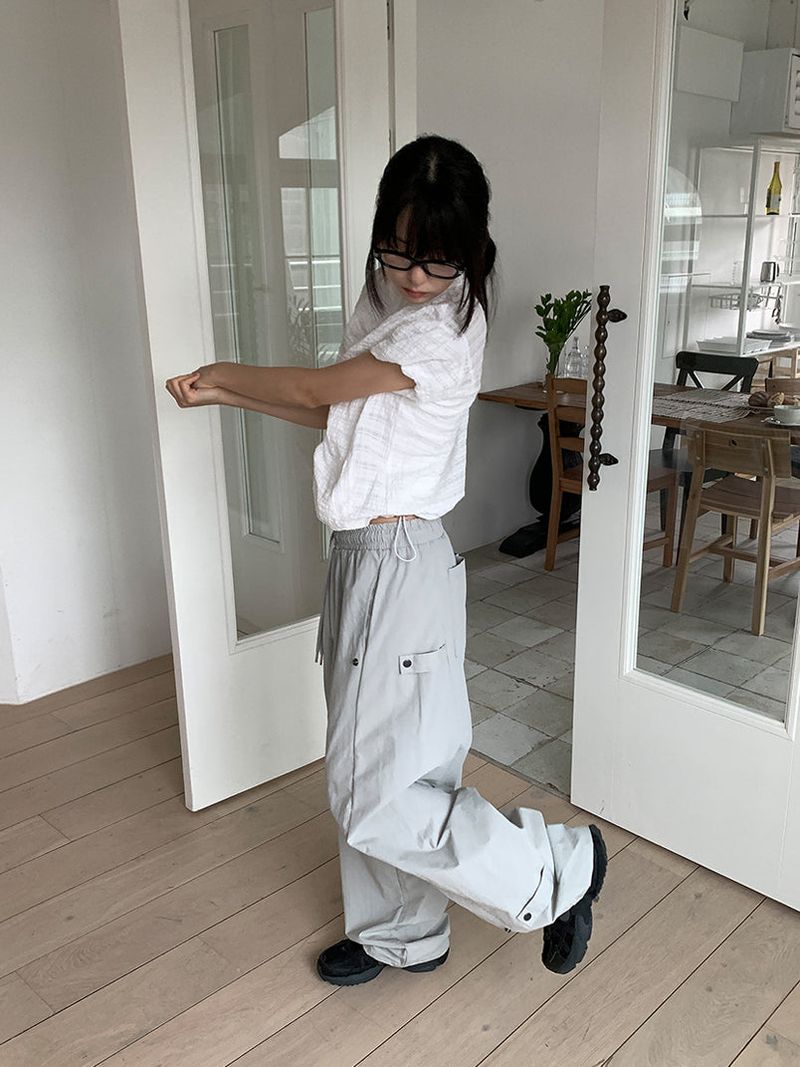 NYLON BIJO SNAP BUTTON PANTS (4C)