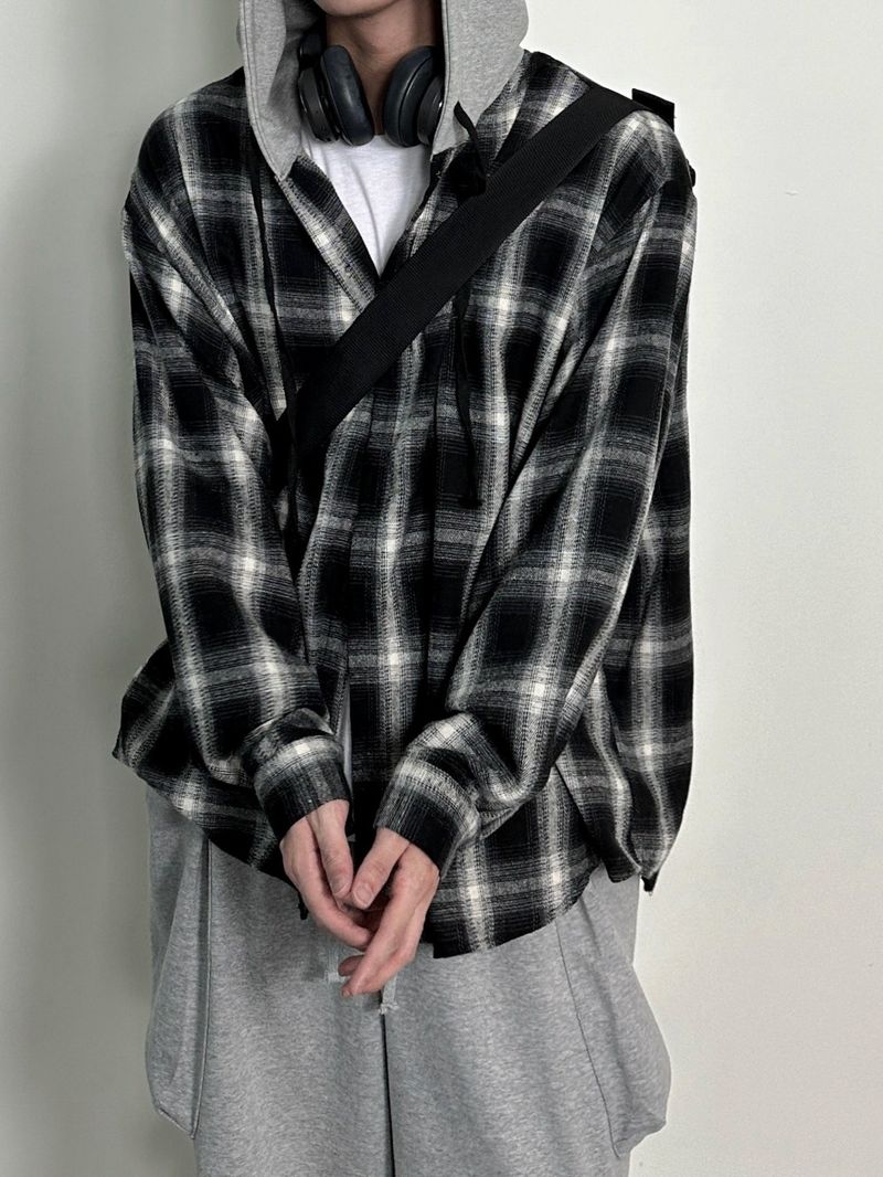 Henri hood over check shirts