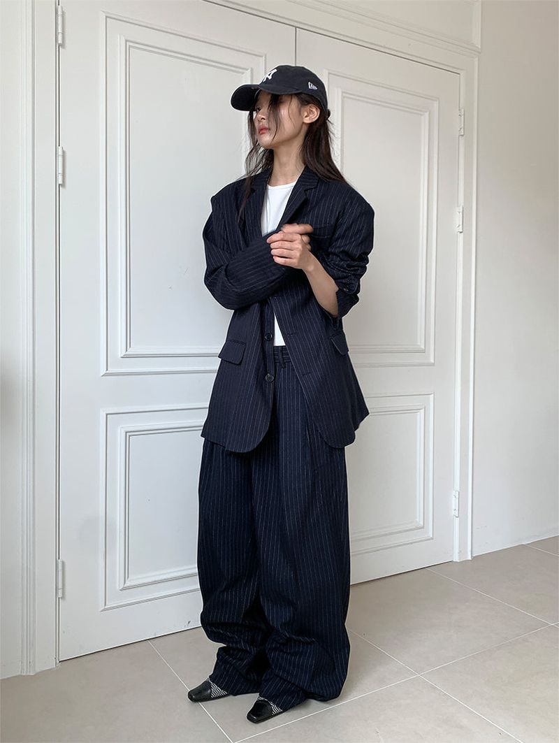 PAPERMOON PIN STRIPE PLEATE TROUSER
