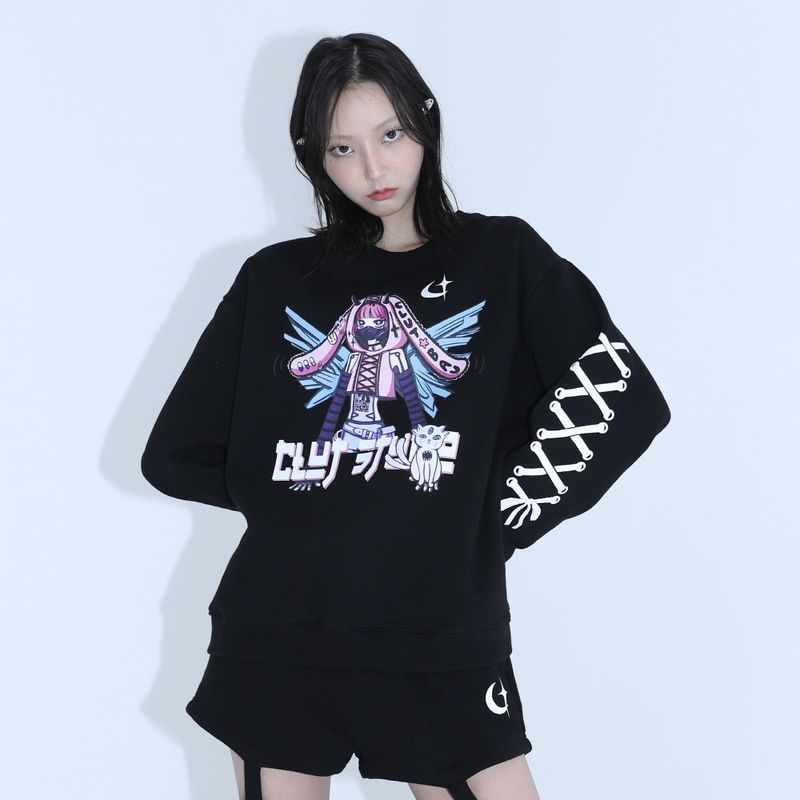 0 6 android sweat shirt - BLACK