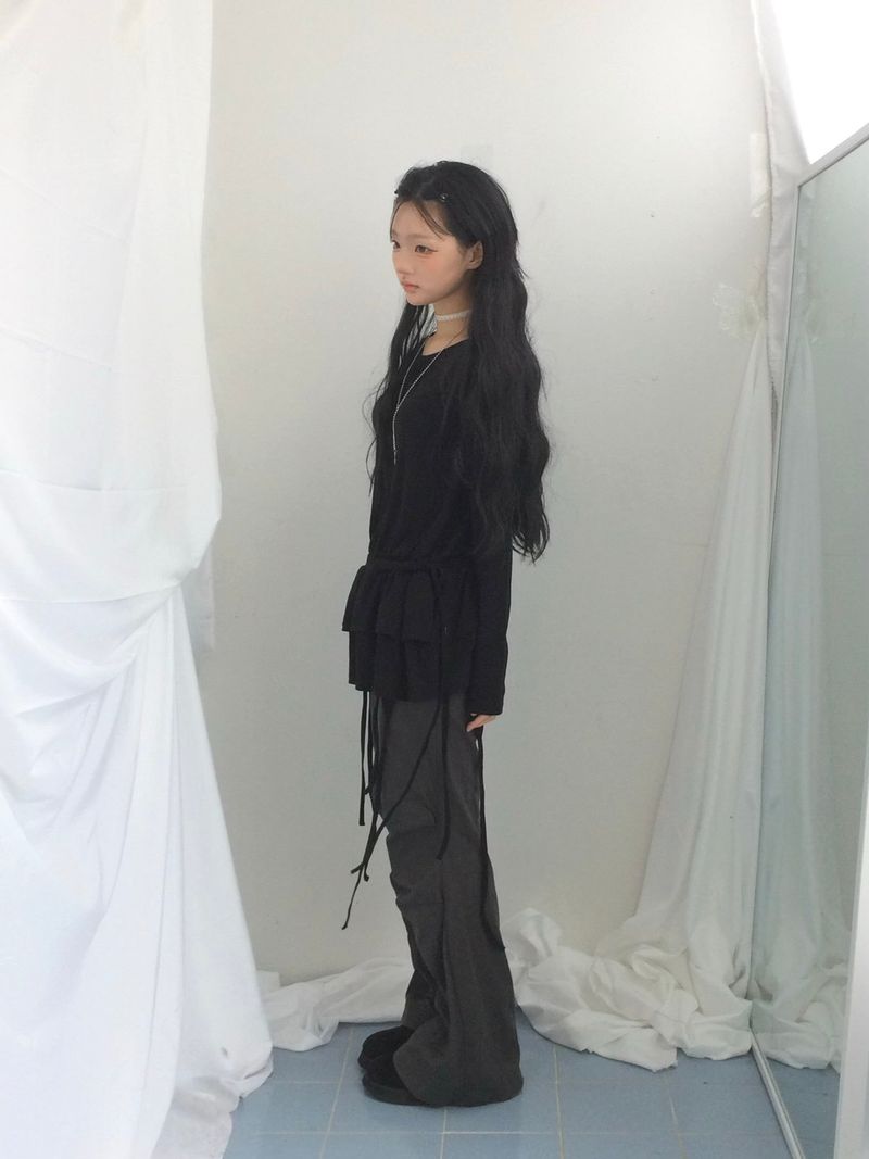 side strap frill dress