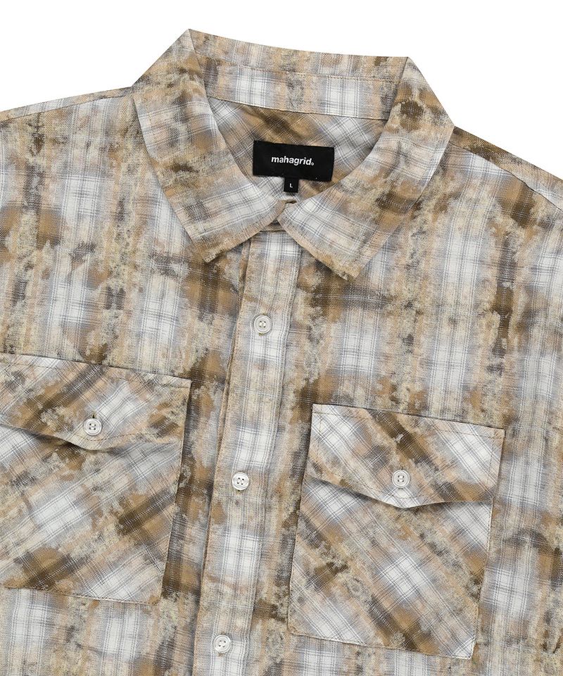 BLEACHED RAW-CUT CHECK SHIRT