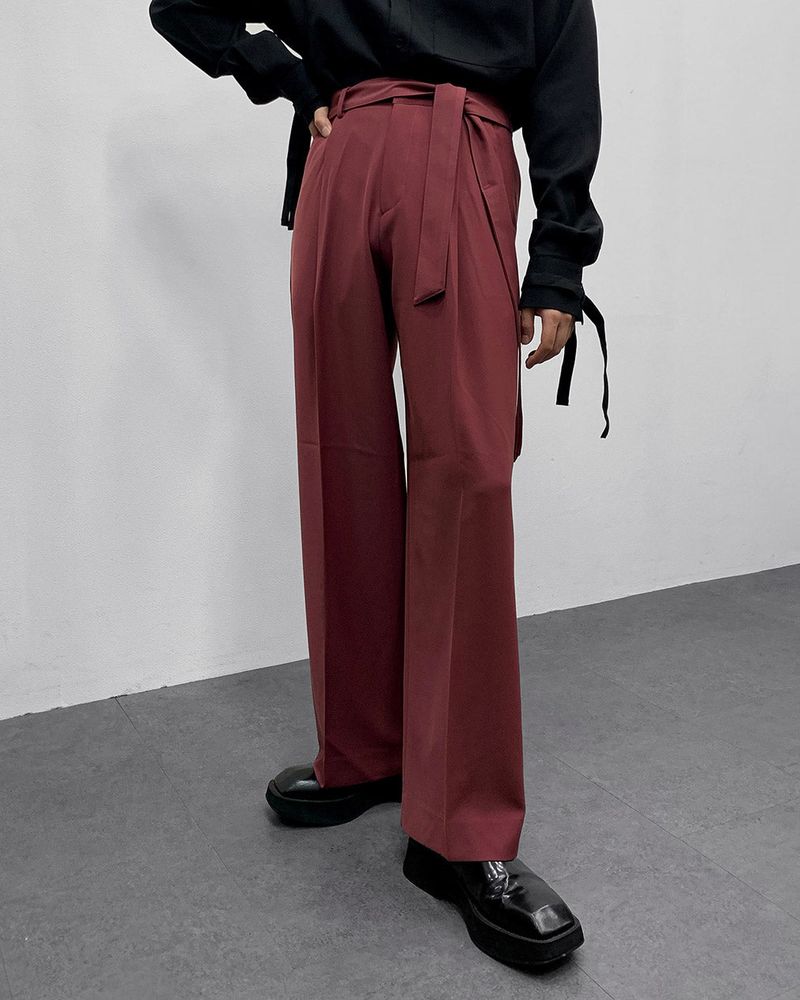 FL Belted Side Banding Wide Slacks (4 colors)