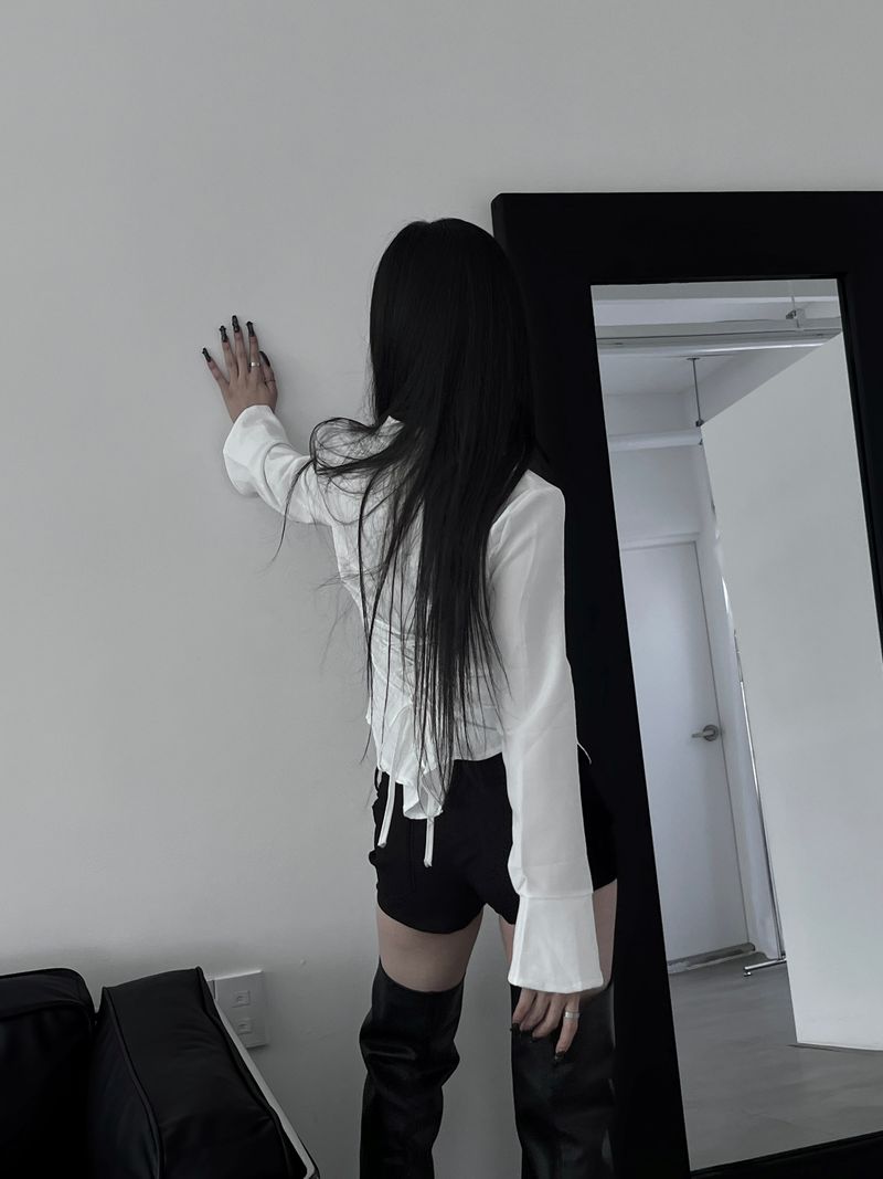 back corset cuff shirt (2color)