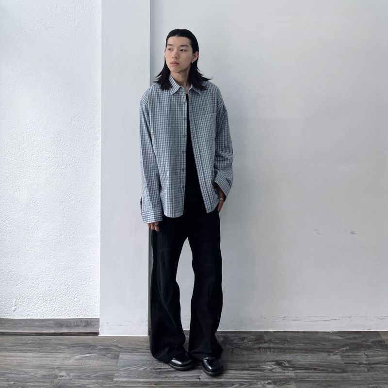 Curved Stitch Wide Trousers