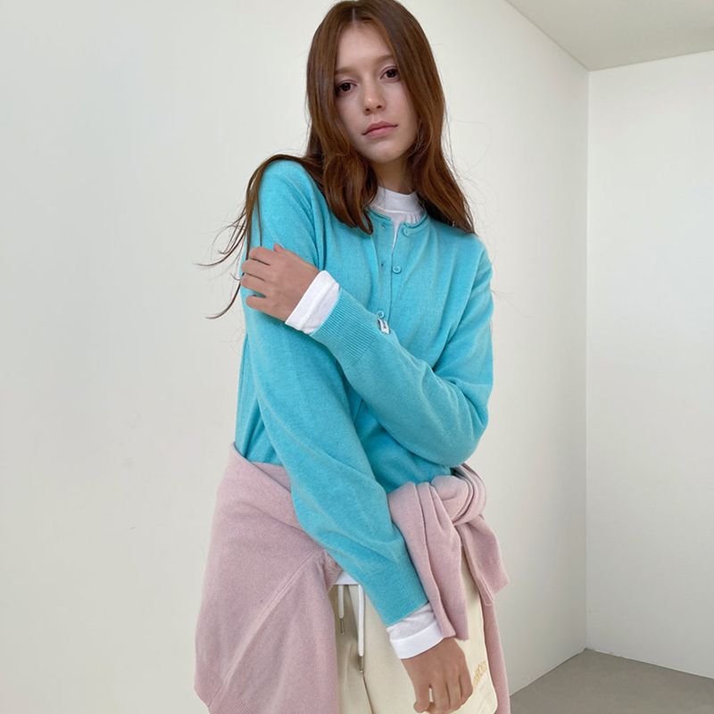 Rolling Knit Cardigan _Aqua Blue