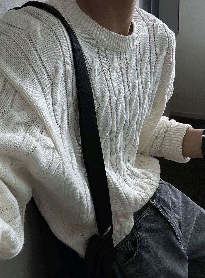 cable cosyharu semi-over knit
