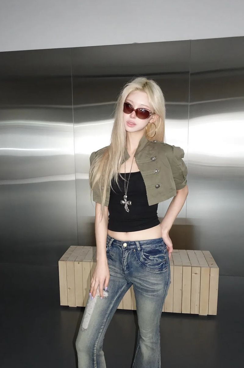 Napoleon Shoulder Crop Shirt