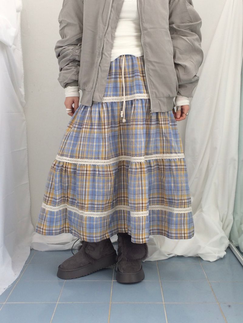 Hazel latte checkered skirt
