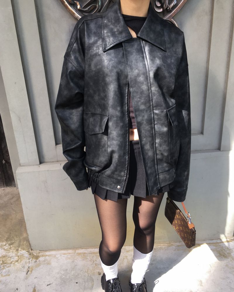 [Made] Rene leather jacket -black