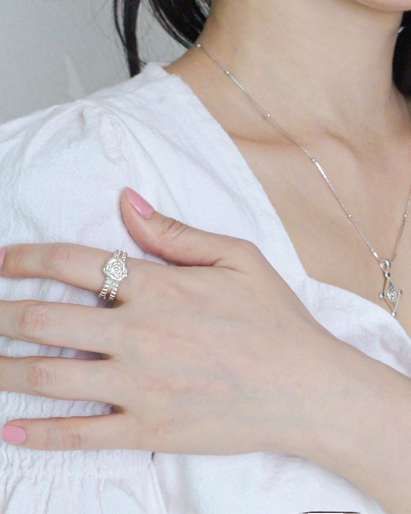 [MADE] lovely rose. double side dot ring