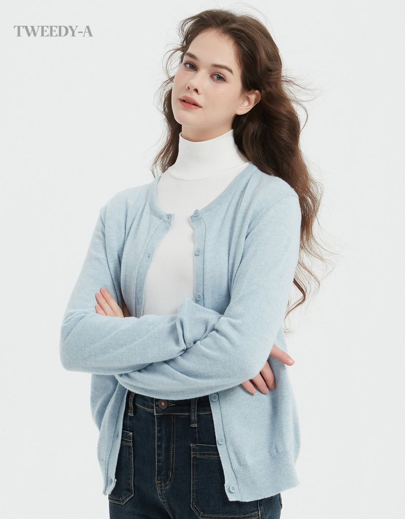 Basic Cashmere Mixed Round Cardigan 6 Colors