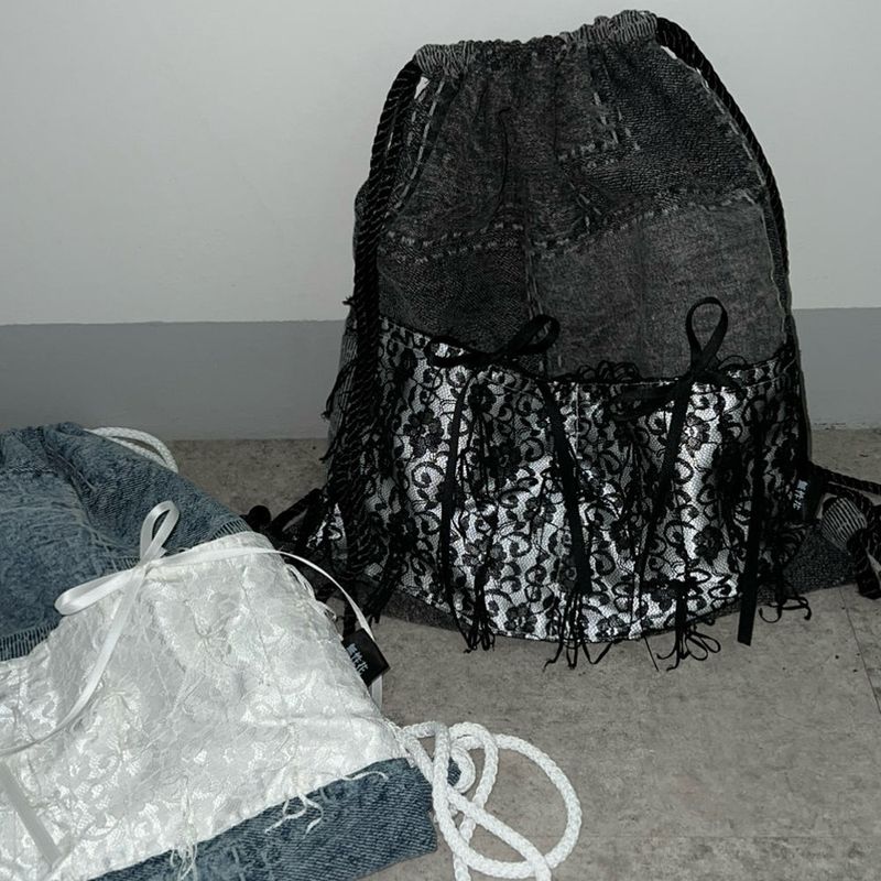 Billie denim string bag