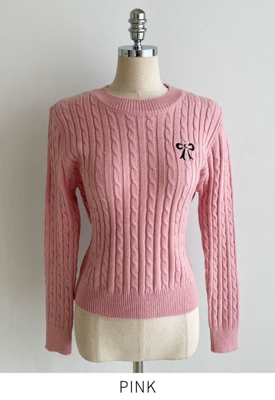 Zeno Ribbon Embroidery Cable Knit