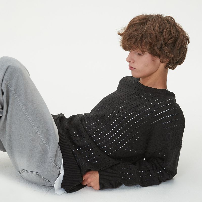 PUNCHING ROUND KNIT_BLACK