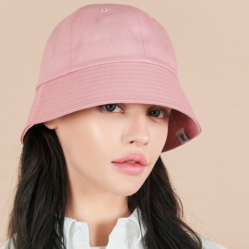 Monogram Label Round Bucket Hat Pink