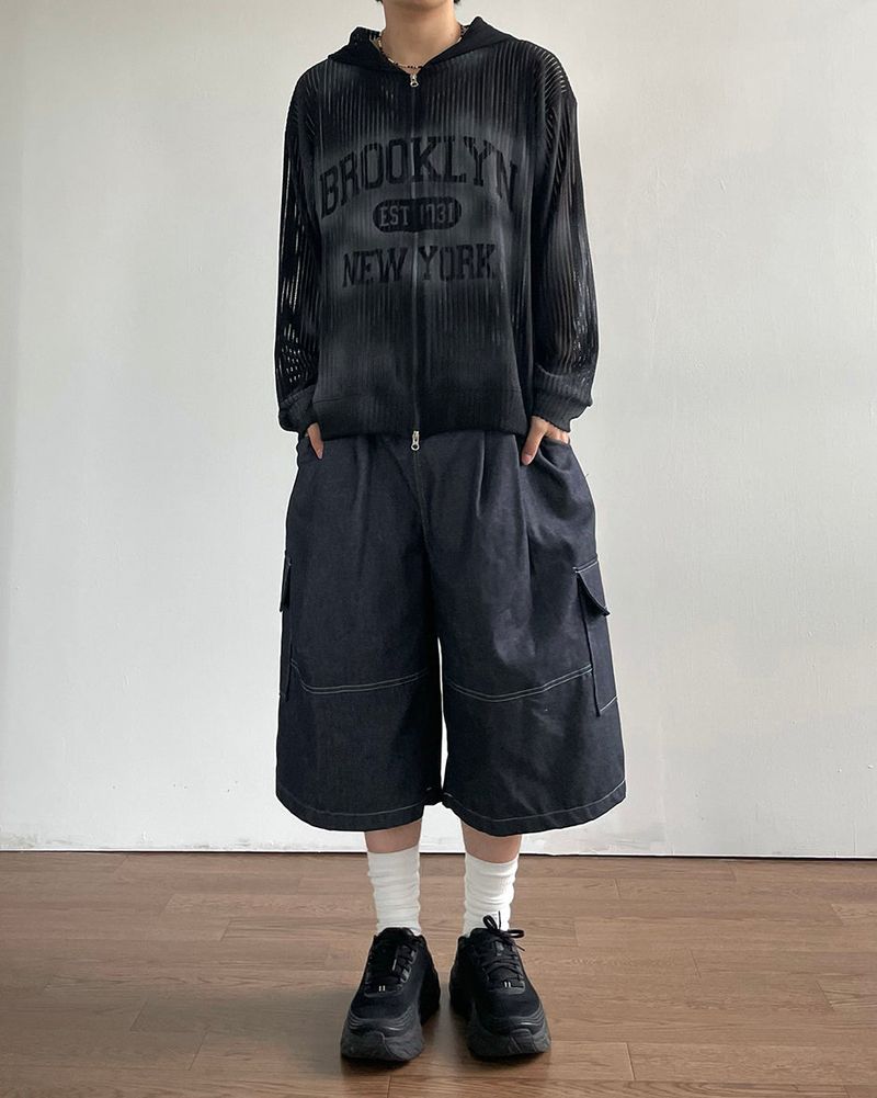 ブルースプレーメッシュフードジップアップ