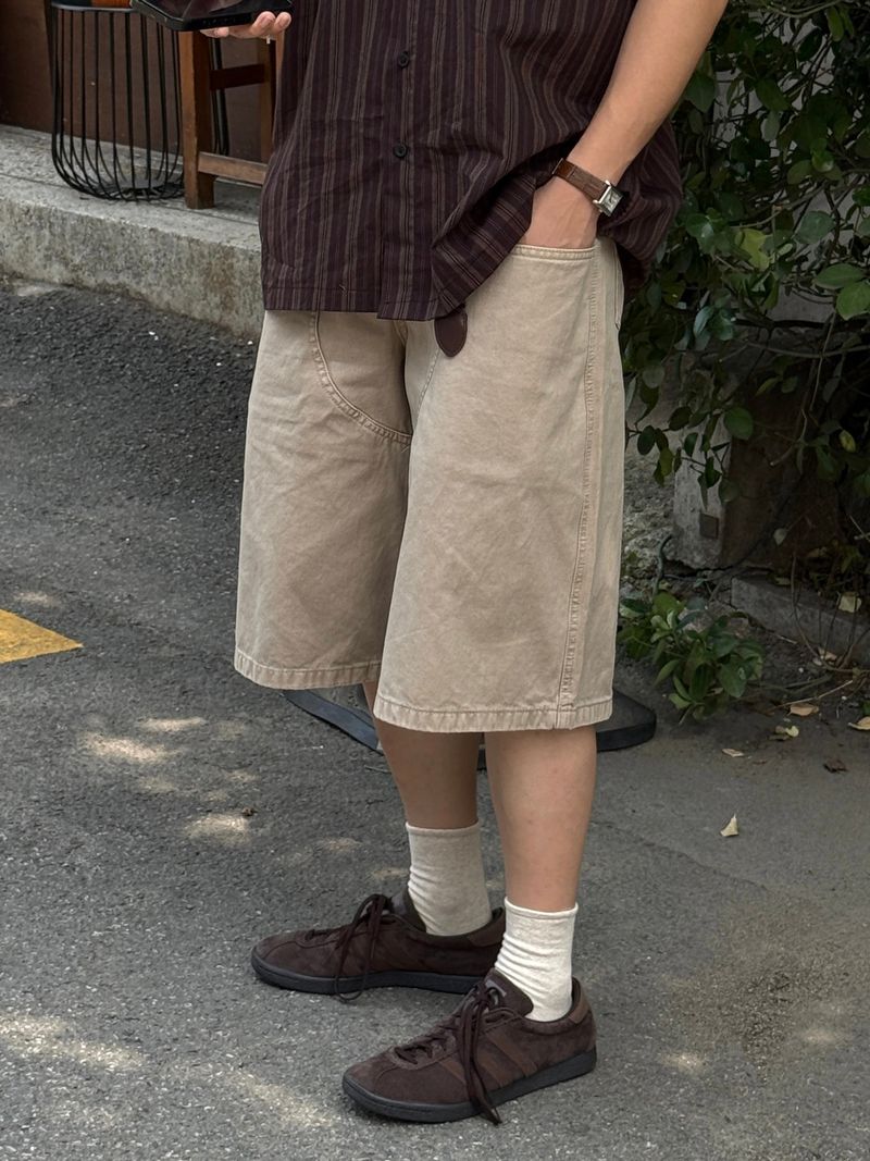 Dying double carpenter bermuda pants