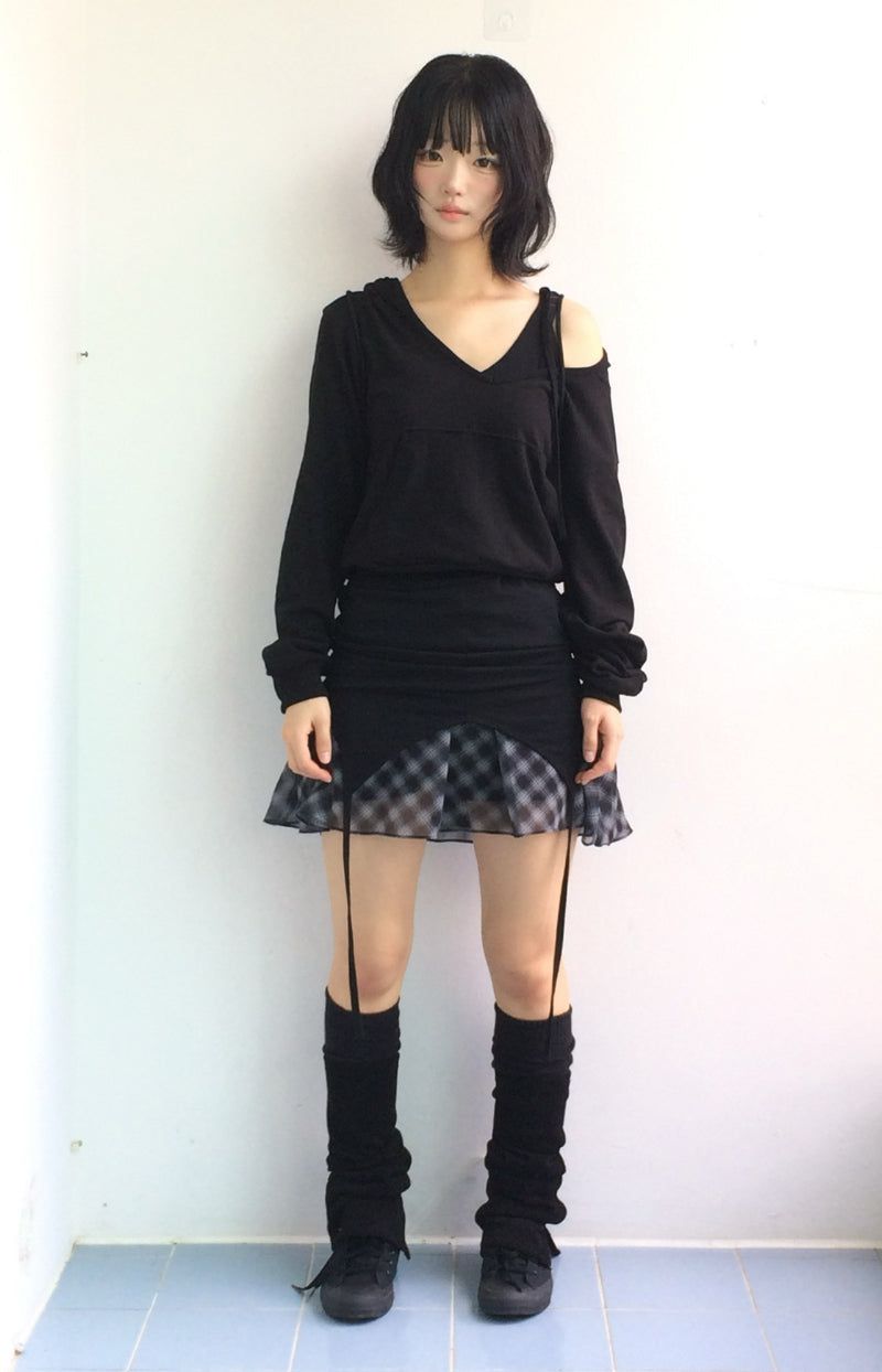 Blooming Check Chiffon Skirt