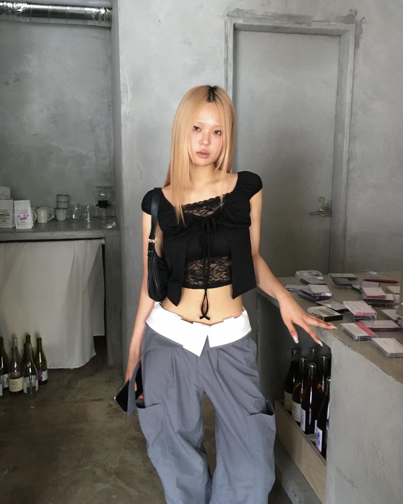 Nylon belted cargo pants