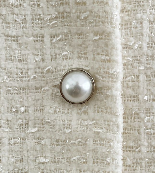 Schuet Round No-Collar Pearl Tweed Jacket