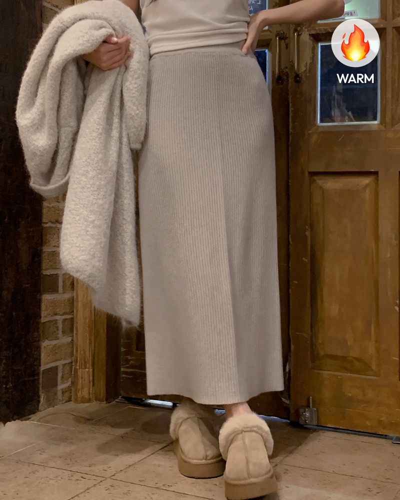 Lonlang Ribbed Knit Long Skirt