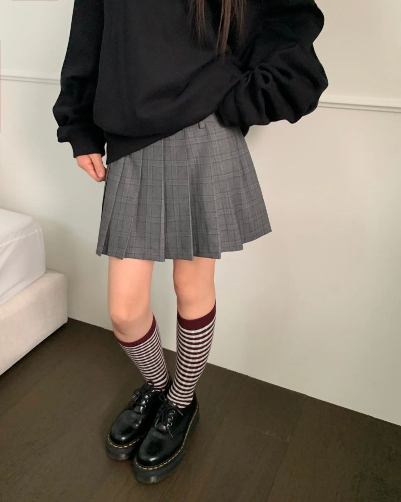 [ORIGINAL] Heron Check Pleated Skirt