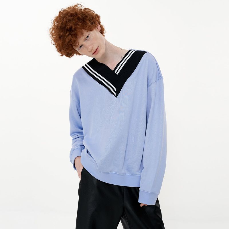 Overfit VV-neck Sweat Shirt [Violet]