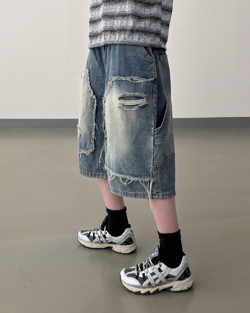 Rick Distressed Bermuda Denim Pants
