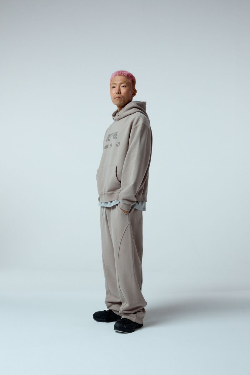 Side surfboard damage washing sweat pants (ash grey)