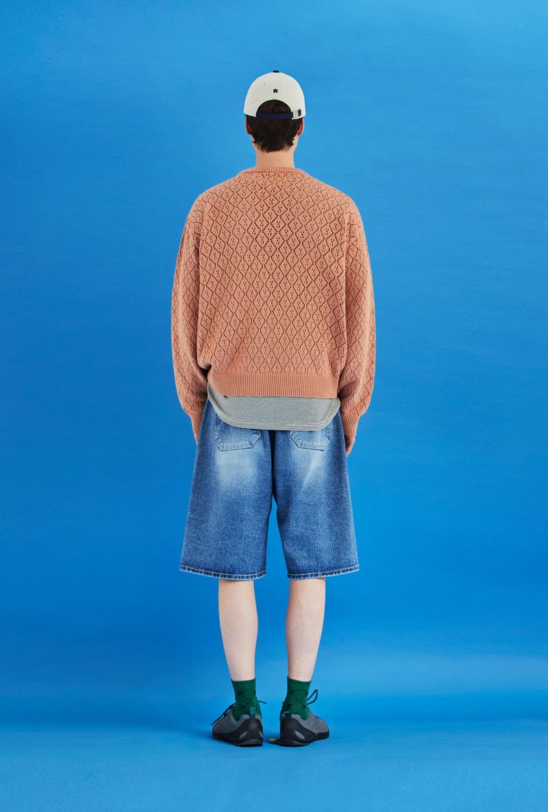 MESH ARGYLE KNIT / SALMON