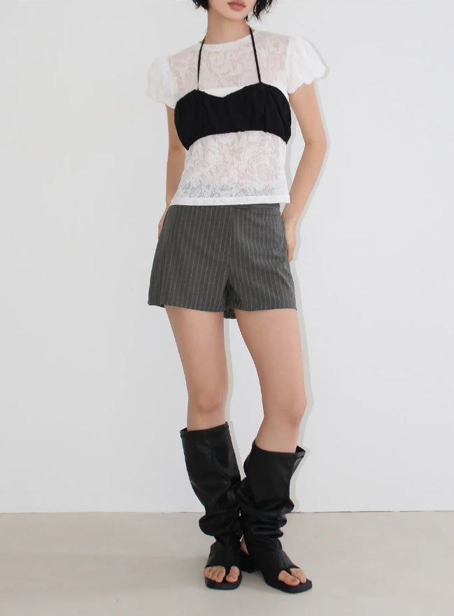 LEATHER THONG SLOUCH BOOTS