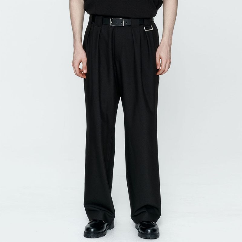 Two Pleats Wide Pants Black