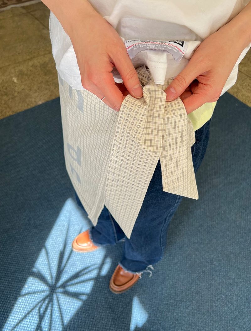 000Design Check Tie Bag / C Ivory