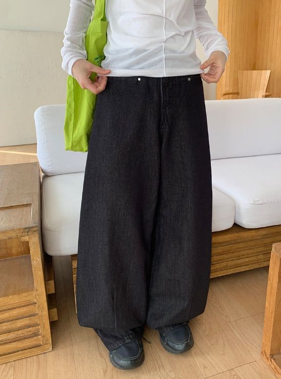 Sankyu Raw Denim Wide Pants